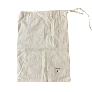 Hunza G London Cream Cotton Drawstring Dust Bag Storage Travel Pouch 14.5x10